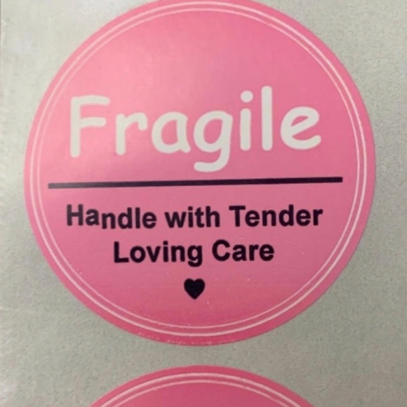 30 2” Pink Fragile Stickers Round Labels Handle with Love Care Shipping Supplies - Picture 4 of 4